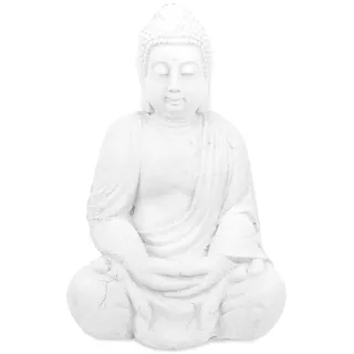 Relaxdays Buddha Figur sitzend 70 cm Weiß