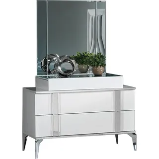 Frisiertisch Schminktisch Schminkkonsole Spiegel Weiß Moderne Holz - Weiß