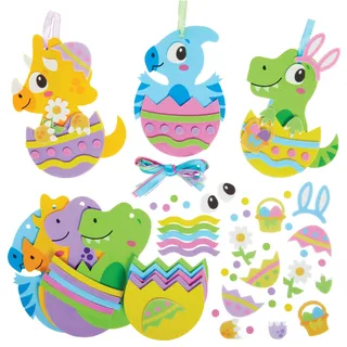 Baker Ross FX532 Dinosaurier-Ostereier-Dekorationssets - 8er-Pack, Schaumstoff-Osterbasteldekoration für Kinder