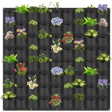 SANON Hängende Pflanzung Grow Bags 72 Taschen Wand Vertikale Blume Hängende Filz Pflanzer Taschen Blume Pflanzenbehälter Wandmontiert Für Garten Outdoor (Schwarz)