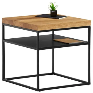 Novel Couchtisch , Schwarz, Eichefarben , Holz, Metall , Eiche , massiv , quadratisch , 50x50x50 cm , Wohnzimmer, Wohnzimmertische, Couchtische, Couchtische eckig