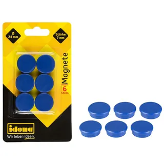 IDENA Idena, Magnete rund 6 Stück, blau, Ø24mm (6 x)
