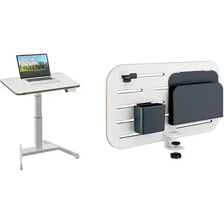 Leitz Ergo Set Elektrischer Sitz-/Steh-Schreibtisch & Kleiner Pegboard Schreibtisch-Organizer, Höhenverstellbares Stehpult, Belastbar bis 80 kg, 80 x 60 cm, Organizer mit Zubehör, 65340001 + 65480000