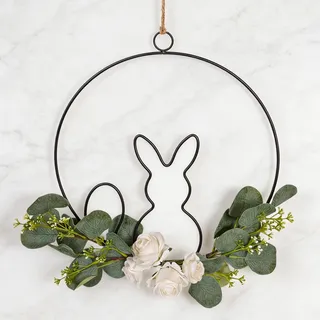 Osterkranz,Türkranz Metall 30cm,Osterkranz zum Aufhängen,Osterdeko Hase Kranz,Ostertürkranz mit Hase,Dekokranz Ostern FrüHling Kranz,für Ostern Haustür Wand Fenster Garten Dekor