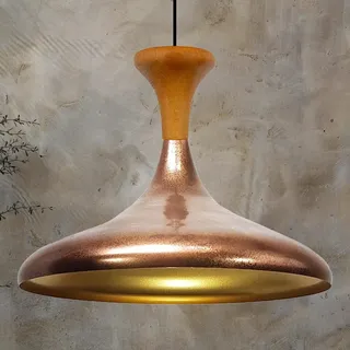 Champion Pendelleuchte aus Holz, 35 cm Hängelampe Metall E27 Moderne, Skandinavisch Pendellampe für Schlafzimmer Wohnzimmer Esstisch Lampe - Kupfer - Kupfer