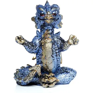 Deko Drachen Figur ''Energy'' - Höhe 8 cm - süßer Drache in Yoga Pose - Blau - Dekoration Fantasy Geschenk