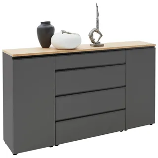 Dieter Knoll Sideboard , Grau, Eichefarben , Holzwerkstoff , Balkeneiche , furniert , 6 Fächer , 4 Schubladen , 180x102x41 cm , Typenauswahl, Beimöbel erhältlich, in verschiedenen Größen erhältlich , Holzmöbel, Kommoden Holz, Sideboards Holz