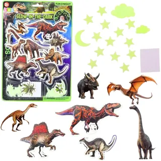 Im Dunkeln leuchtende Wandaufkleber - Dinosaurier & Sterne