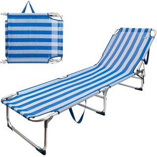 AKTIVE 62646 Faltbare Strandliege | 3-Fach verstellbar, 188 x 58 x 30 cm, Gewicht max. 110 kg | inkl. Überrolldübel und Griff für einfachen Transport | Poolliegen