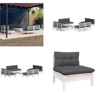 vidaXL 9 tlg. Garten Lounge Set mit Anthrazit Kissen Kiefernholz - Garten-Lounge-Set - Garten-Lounge-Sets - Lounge-Set - Lounge-Sets - Weiß