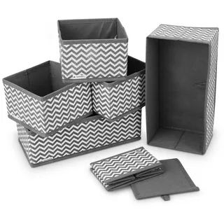 Navaris Aufbewahrungsboxen Organizer Ordnungssystem Stoffboxen - 6 Stück in verschiedenen Größen - für Kleiderschrank und Schubladen - faltbar