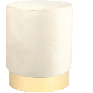 Harbour Housewares 1x Creme H36 x D29cm Runder Samt-Fußhocker - Klein Schlafzimmer Wohnzimmer Schminktisch Schemel Ottomane Sitzpuff Stuhl Sitz