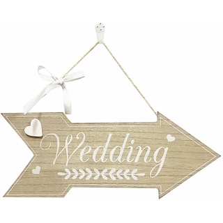 WANDIC Hochzeit Holz zum Aufhängen, 1 Stück Pfeil Holzschild Pfeil Hochzeitsschild für Hochzeit Dekoration Tisch Home Tür Wand Dekor