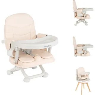 Kikkaboo Kindersitzerhöhung Pappo Booster, Tisch, klappbar, Sicherheitsgurt braun weiß - Beige