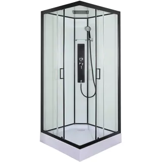 Sanotechnik Duschkabine , Schwarz, Transparent , Glas , 90x225x90 cm , Badezimmer, Badezimmerausstattung, Duschkabinen