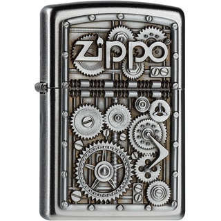 Zippo 2004497 Gear Wheels Feuerzeug, Messing, Edelstahloptik, 1 x 3,5 x 5,5 cm