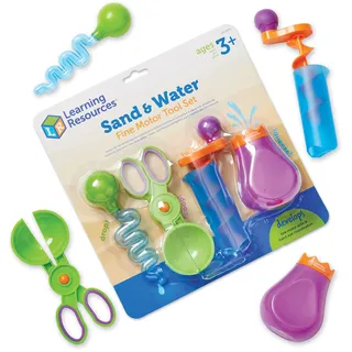 Learning Resources Wasser & Sand Spielset , Feinmotorik-Training für Kinder, Mit Flasche, Schere, Schaufel & Tropfschleuder, Motorikspielzeug ab 3 Jahren