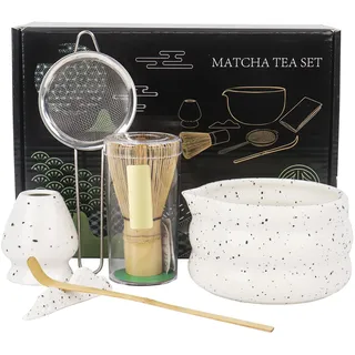 Matcha Besen und Schale Set–6-teiliges Matcha Set Matcha Löffel Matcha Zubehör & Starter Kit für Tee-Liebhaber(Weiß)
