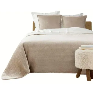 Douceur d ́intérieur Bettüberwurf mit Kissenbezügen Mylene 220/240 cm , Beige , Textil , 240x220 cm , Heimtextilien, Bettwäsche & Leintücher, Tagesdecken