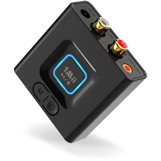 1Mii Bluetooth 5.1 Empfänger für Stereoanlage, HiFi Audio Adapter mit Bass-Boost, RCA & 3,5mm Klinke, 12 Std. Akku, Plug & Play für Lautsprecher & Verstärker - ML201