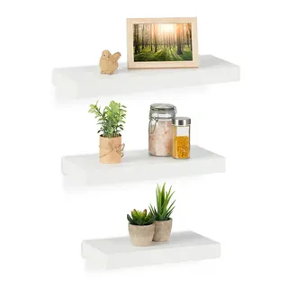 Relaxdays 3xWANDREGAL , Weiß , Holzwerkstoff, Metall , 42x3.5x15 cm , Wohnzimmer, Regale, Wandregale