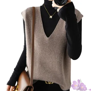GDKRTNAJ Herbst/Winter Damen Strickweste aus Kaschmir, leichte, ärmellose Pulloverweste, Basic-Weste, lockere Oberteile