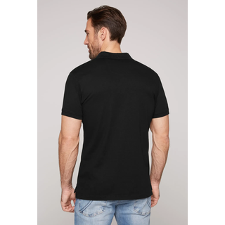 Poloshirt CAMP DAVID, Herren, Gr. XL, schwarz, Web, Obermaterial: 95% Baumwolle, 5% Elasthan, bestickt, unifarben, bequem hüftbedeckend, Rundhals, Bündchen, Shirts Poloshirt, mit kleiner Logo-Stickerei auf Brusthöhe