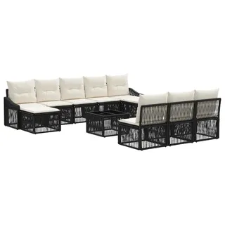 vidaXL Gartensofa-set 11 stk. Schwarz Poly-Rattan - Schwarz