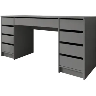 Mirjan24 Schreibtisch Ada Bis, Schlafzimmer Kosmetiktisch mit neun Schubladen (Farbe: Anthrazit) - Grau