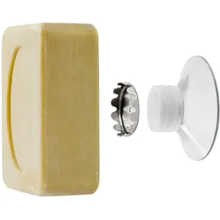 SAVONT Seifenhalter mit Magnet Jumbo, für Seifen bis 220 g, ohne Bohren, mit Saugnapf, für Waschbecken, Dusche und Badewanne Silber (Mit Protector)