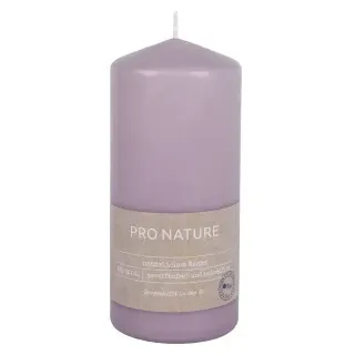 Müller Kerzen "PRO NATURE" Stearin Stumpenkerze 150/68mm, Nachhaltige Kerzen mit natürlichen Inhaltsstoffen in einer modernen großen Form, 1 Packung = 6 Stück, flieder