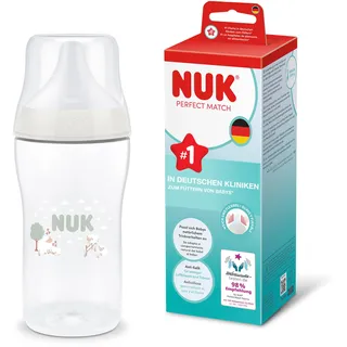 NUK Perfect Match Babyflasche | 3+ Monate | 260 ml | Anti-Kolik-Babyflasche | PP | Temperature Control Anzeige | Schaf | 1 Stück
