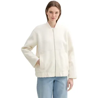 TOM TAILOR Denim Damen 1043678 Loose Fit Bomber Blazer-Jacke, 35880-Light Creme Beige Boucle, S