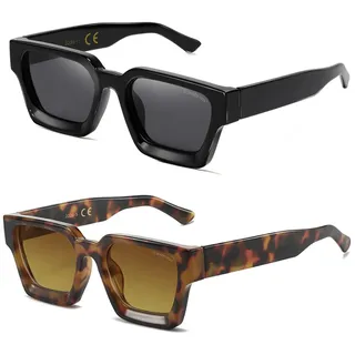SHEEN KELLY Polarisierte Retro Rechteckige Dicke Sonnenbrille Herren Damen