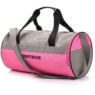 Meteor Sporttasche Kinder 25L runde Tasche Gym Tasche Herren schwimmtasche Reisetasche Urlaubstasche klein Fitnesstasche Kindertaschen Schule-Taschen turntasche Jungen (25 L, pink/hellgrau)