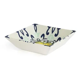 Excelsa Amalfi Set mit 6 Suppentellern aus Keramik, 17 x 17 cm, Motiv Mediterran, Blau und Gelb