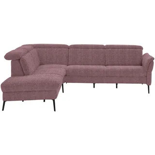 Cantus Ecksofa , Flieder , Metall , Ottomane links, L-Form , 275x235 cm , Goldenes M , Typenauswahl, Fußauswahl, Lederauswahl, Stoffauswahl, seitenverkehrt erhältlich, Rückenfutter, Armteil rechts , Wohnzimmer, Sofas & Couches, Wohnlandschaften, Ecksofas