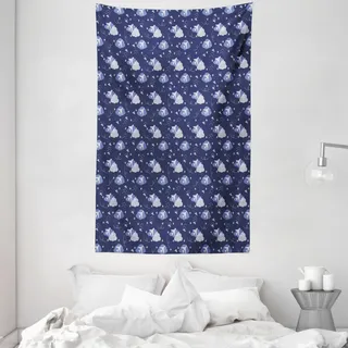 ABAKUHAUS Flugzeug Wandteppich und Tagesdecke, geometrisches Flugzeug aus Weiches Mikrofaser Stoff Waschbar ohne Verblassen Digitaldruck, 140 x 230 cm, Violet Blue Hellgrau