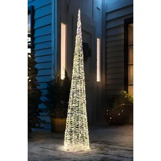 Dekoleidenschaft LED Kegel "Rainbow" 1,50 m hoch, 1440 warmweiße Lichter, Weihnachtsbaum, Outdoor Beleuchtung, Lichterbaum, Lichterpyramide, Gartendeko für Draußen
