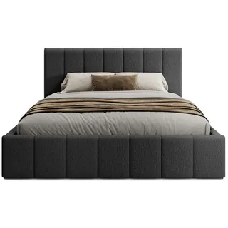 FEDVE Polsterbett Doppelbett Handorf Schlafzimmer, Bett Bettkasten 200x200 cm Schwarz - Schwarz