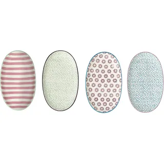 Bloomingville Servierteller Patrizia 21,5 x 13 cm rosa/grün/lila/blau 4er Set