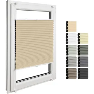 Home-Vision Premium Doppelplissee mit Klemmfix Weiß-Cappucino B50x H130cm | Wabenplissee ohne Bohren Modern Klemmfix Blickdicht Plissee Sonnenschutz Hitzeschutz Jalousie für Fenster Thermo