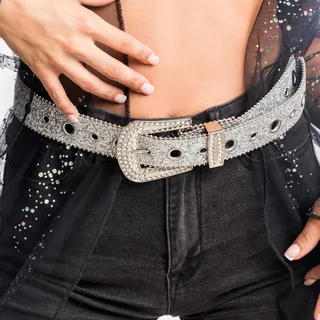 Chaks - Strass Gürtel Damen 120 cm, Glitzer Taillengürtel für Jeans, Kleider, Western Look