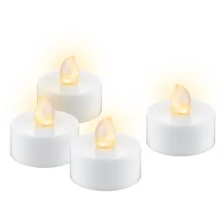 goobay 4er-Set LED-Teelicht mit Timer - Wunderschöne und sichere Lichtlösung für viele Bereiche wie Haus und Loggia, Büros oder Schulen