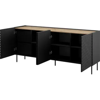 Cama 4D2SZ ONDA Kommode 200x45x85 schwarz, Schwarz, 2 Schublade(n), Partikelbord, Modern, Rechteckig, Partikelbord - Schwarz