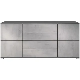 Vladon Sideboard Rova Beton Oxid Optik , Hellgrau , Holzwerkstoff , 166.5x75.5x35 cm , Kleinmöbel, Kommoden, Sideboards