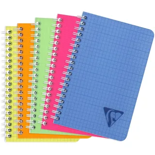 Clairefontaine 328535C - Spiralblock, Linicolor 11 x 17 cm, 100 Seiten, kariert, Umschlag aus Polypropylen, zufällige Farbauswahl