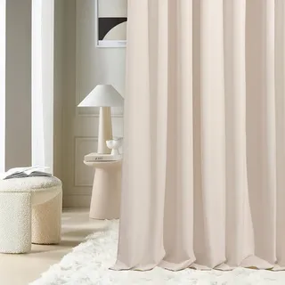 ROOM99 Vorhang mit Kräuselband Aura 140 x 300 cm Breite x Höhe Schiebegardinen Modern Curtain Wohnzimmer Schlafzimmer Helle Creme, 1 Stück