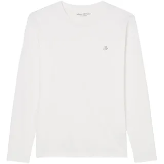 Marc O'Polo Langarmshirt mit dezentem Logo-Print vorne, weiß,