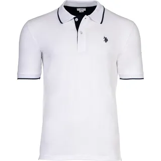 U.S. POLO ASSN. Herren Poloshirt mit Kontrast-Details - Piquet, Logo, Baumwolle Stretch Weiß S - Weiß